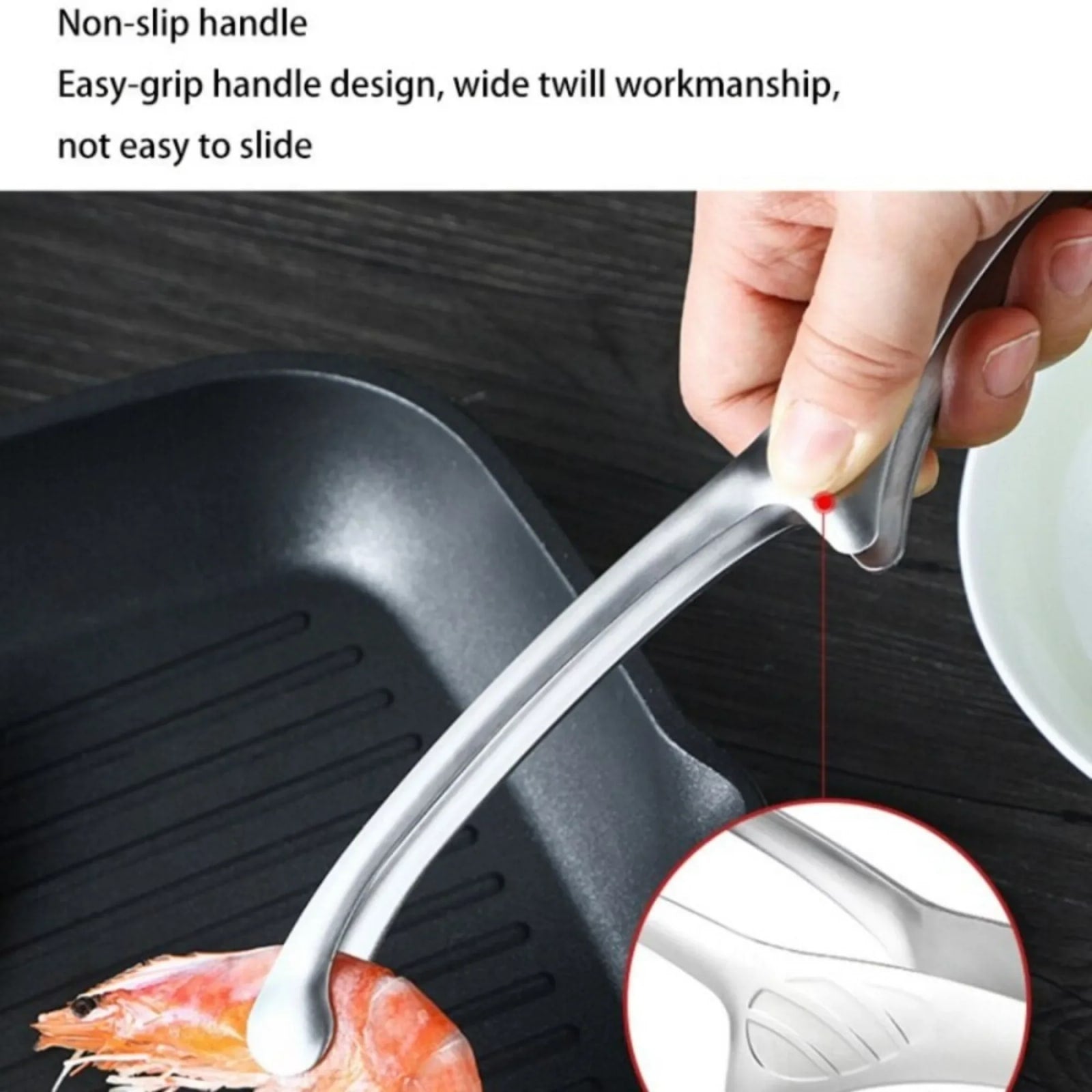 304 Stainless Steel Long-Handle BBQ Tongs with Non-Slip Grip – product image 4