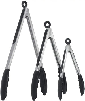 Silicone-Tipped Stainless Steel Kitchen Tongs – 7–12in