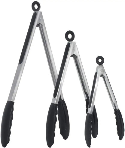 Silicone-Tipped Stainless Steel Kitchen Tongs – 7–12in – product image 1