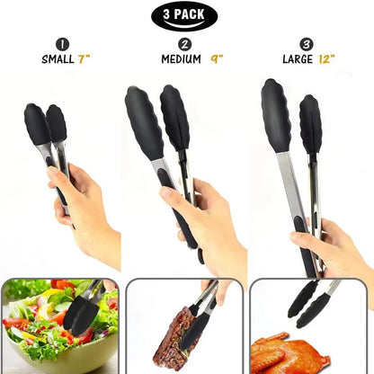 Silicone-Tipped Stainless Steel Kitchen Tongs – 7–12in – product image 3