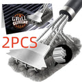 Safe BBQ Grill Brush & Scraper with Deluxe Handle – 1–2 Pack