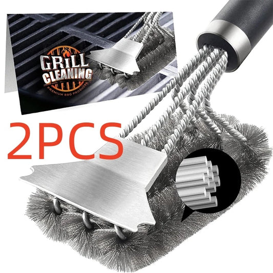 Safe BBQ Grill Brush & Scraper with Deluxe Handle – 1–2 Pack – product image 1
