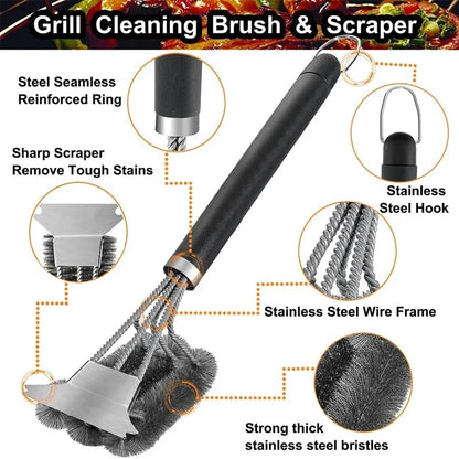 Safe BBQ Grill Brush & Scraper with Deluxe Handle – 1–2 Pack – product image 3