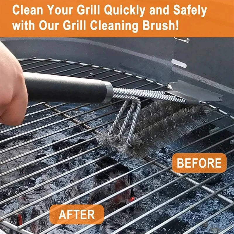 Safe BBQ Grill Brush & Scraper with Deluxe Handle – 1–2 Pack – product image 5