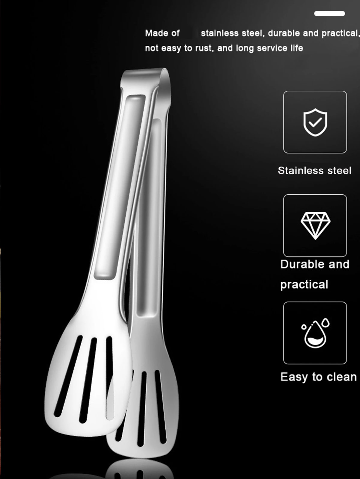 Stainless Steel Food Tongs for BBQ, Salad & Serving – product image 3