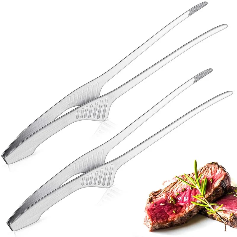 Stainless Steel BBQ Serving Tongs with Non-Slip Grip – product image 1
