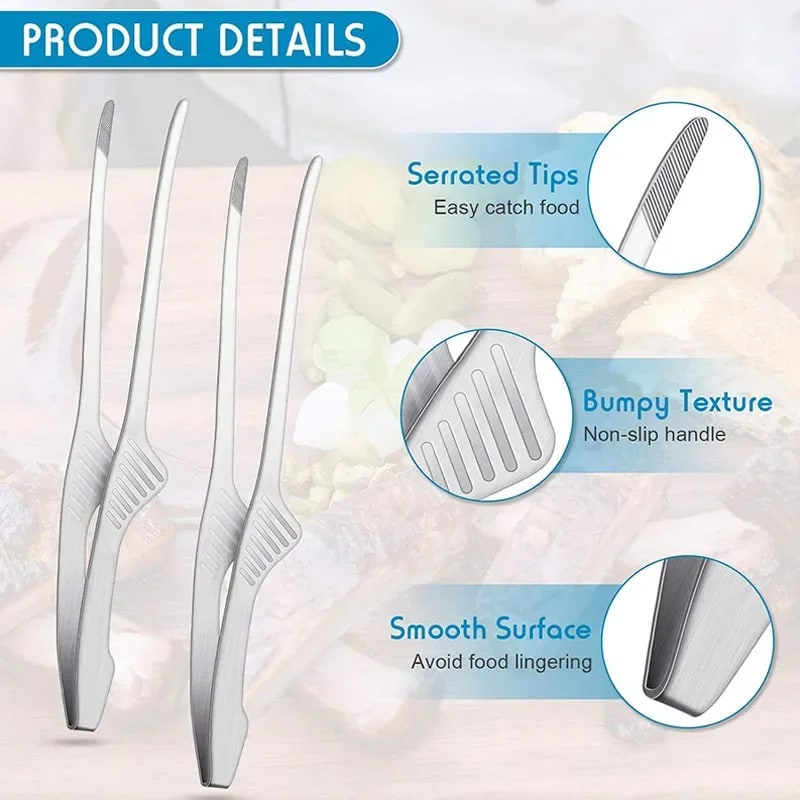 Stainless Steel BBQ Serving Tongs with Non-Slip Grip – product image 3