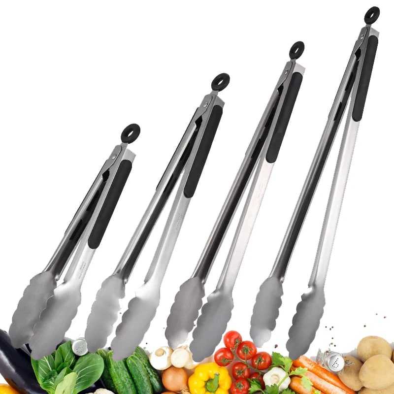Long Stainless Steel BBQ Tongs with Non-Slip Handle – 9–16in – product image 1