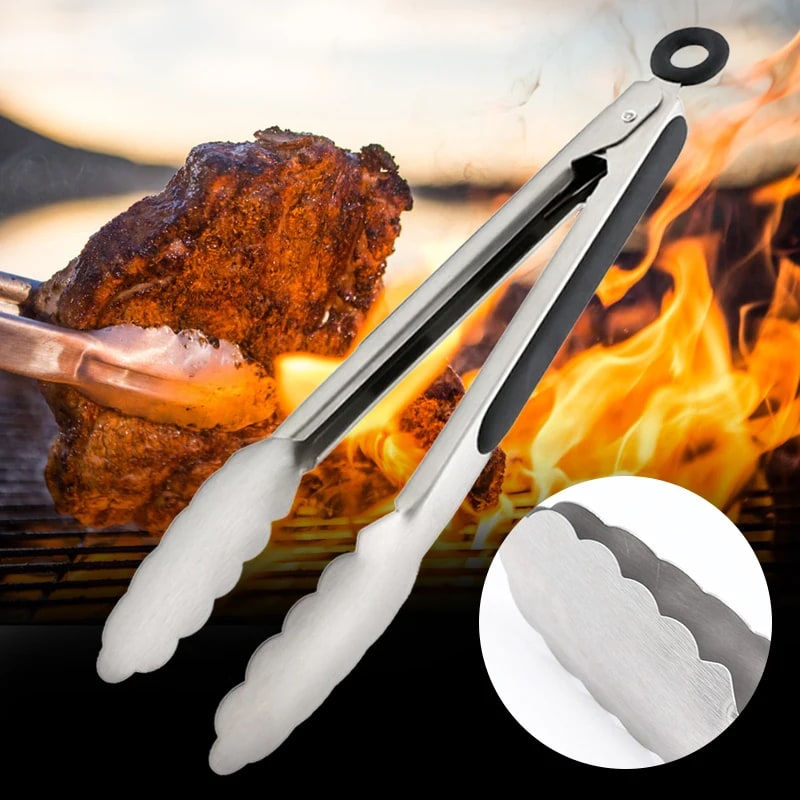 Long Stainless Steel BBQ Tongs with Non-Slip Handle – 9–16in – product image 4