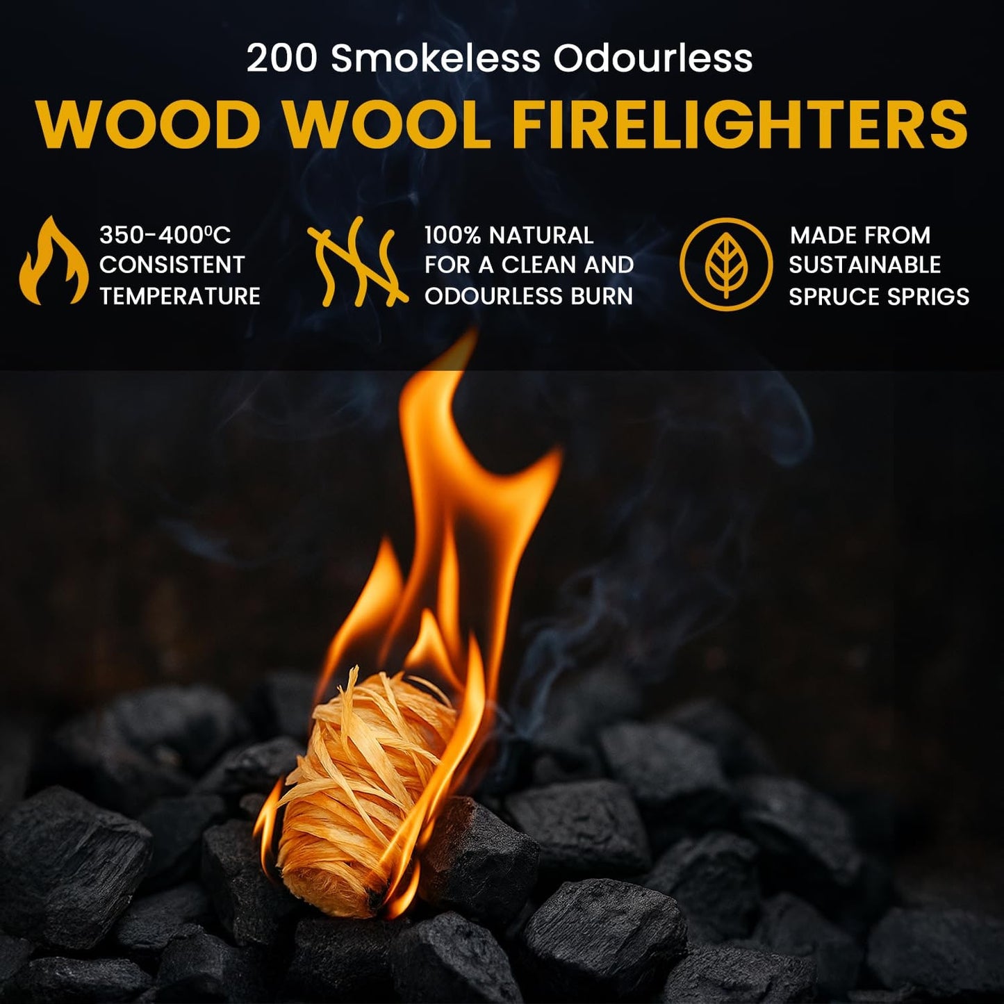 Natural Wood BBQ Firelighters – 200 Pack – product image 3