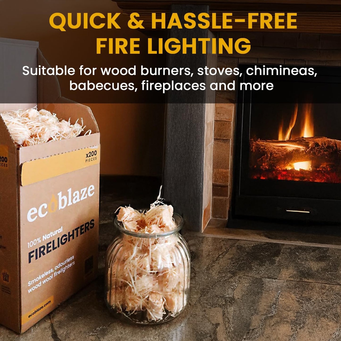 Natural Wood BBQ Firelighters – 200 Pack – product image 5