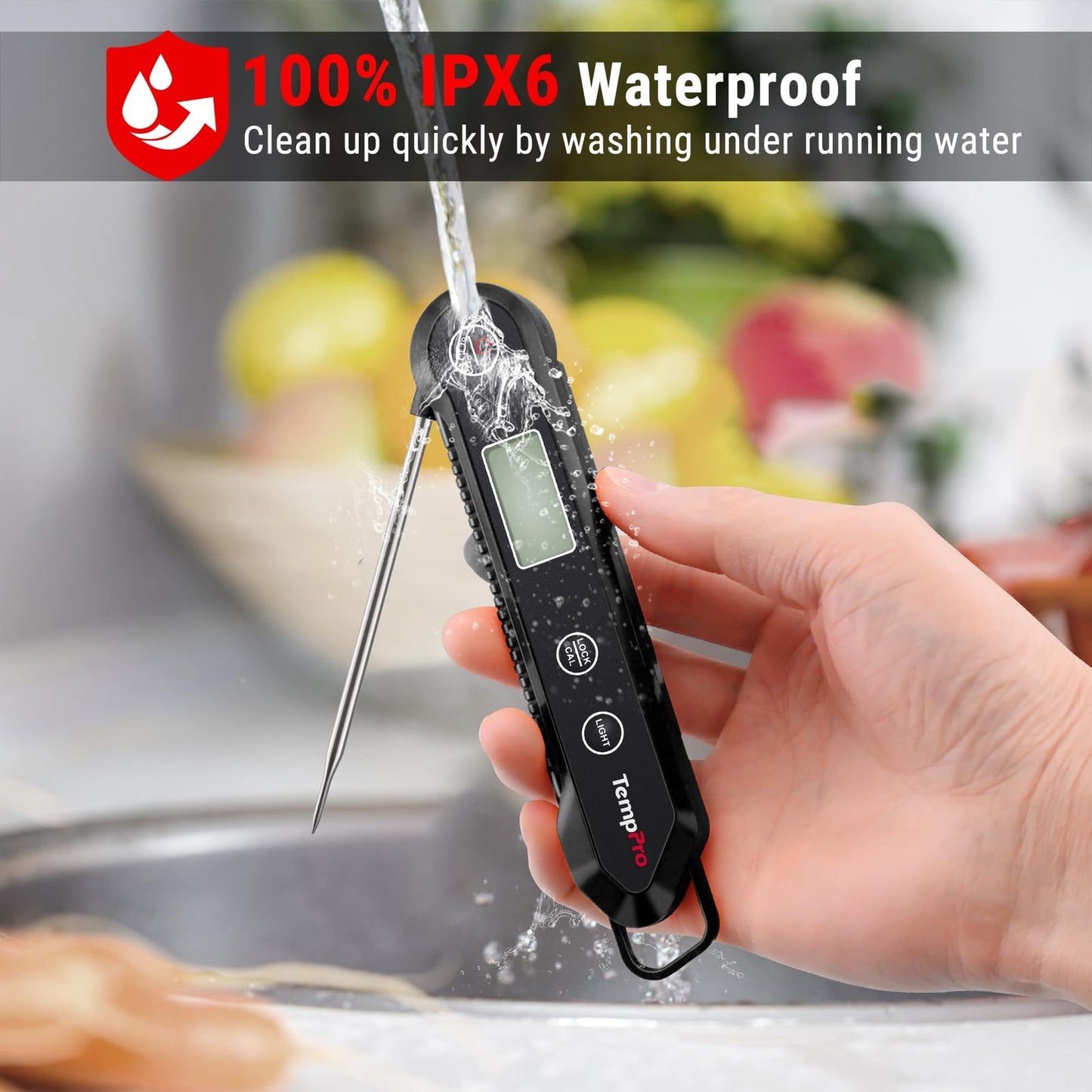 IPX6 Fast-Read Digital Meat Thermometer with Stainless Probe – product image 7
