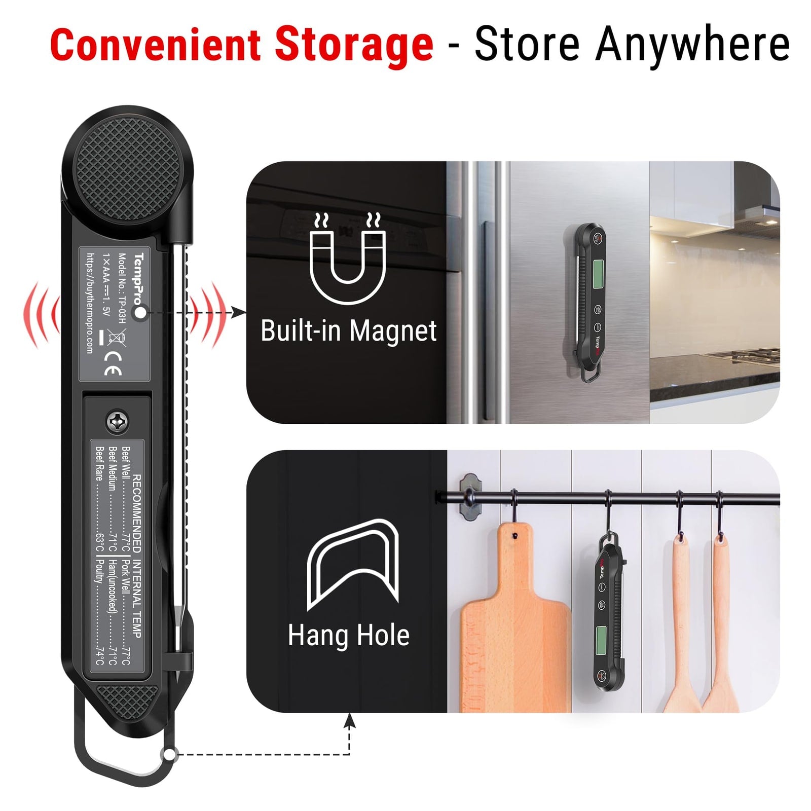 IPX6 Fast-Read Digital Meat Thermometer with Stainless Probe – product image 11