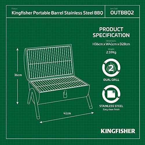 Kingfisher OUTBBQ2 Portable Barrel Charcoal BBQ – product image 6