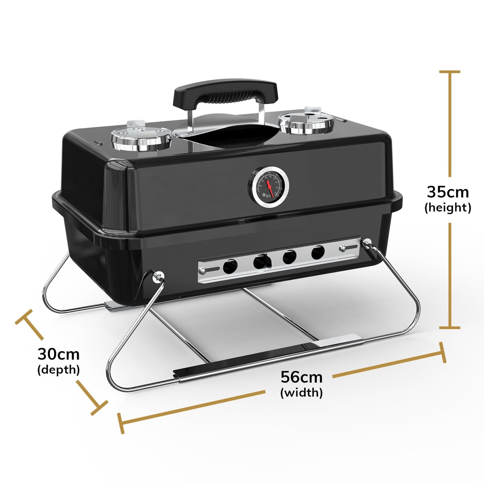 House of Home Portable Folding Charcoal BBQ with Thermometer – product image 5