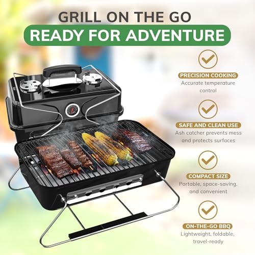 House of Home Portable Folding Charcoal BBQ with Thermometer – product image 10