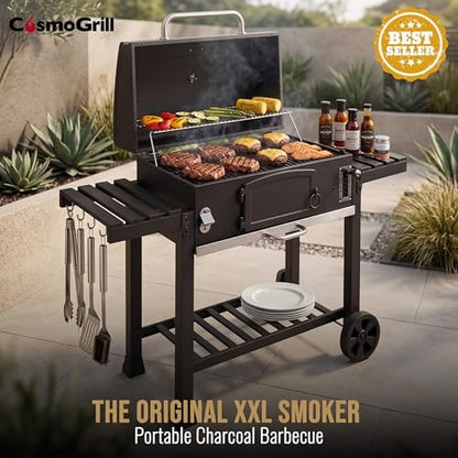 CosmoGrill Outdoor XXL Charcoal Smoker BBQ with Lid & Shelves – product image 4