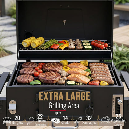 CosmoGrill Outdoor XXL Charcoal Smoker BBQ with Lid & Shelves – product image 7