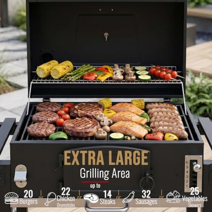 CosmoGrill Outdoor XXL Charcoal Smoker BBQ with Lid & Shelves – product image 8