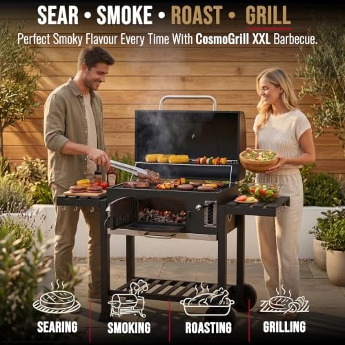 CosmoGrill Outdoor XXL Charcoal Smoker BBQ with Lid & Shelves – product image 10