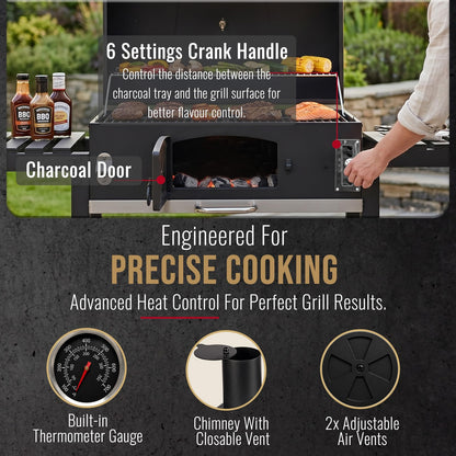 CosmoGrill Outdoor XXL Charcoal Smoker BBQ with Lid & Shelves – product image 11