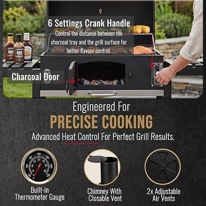 CosmoGrill Outdoor XXL Charcoal Smoker BBQ with Lid & Shelves – product image 12