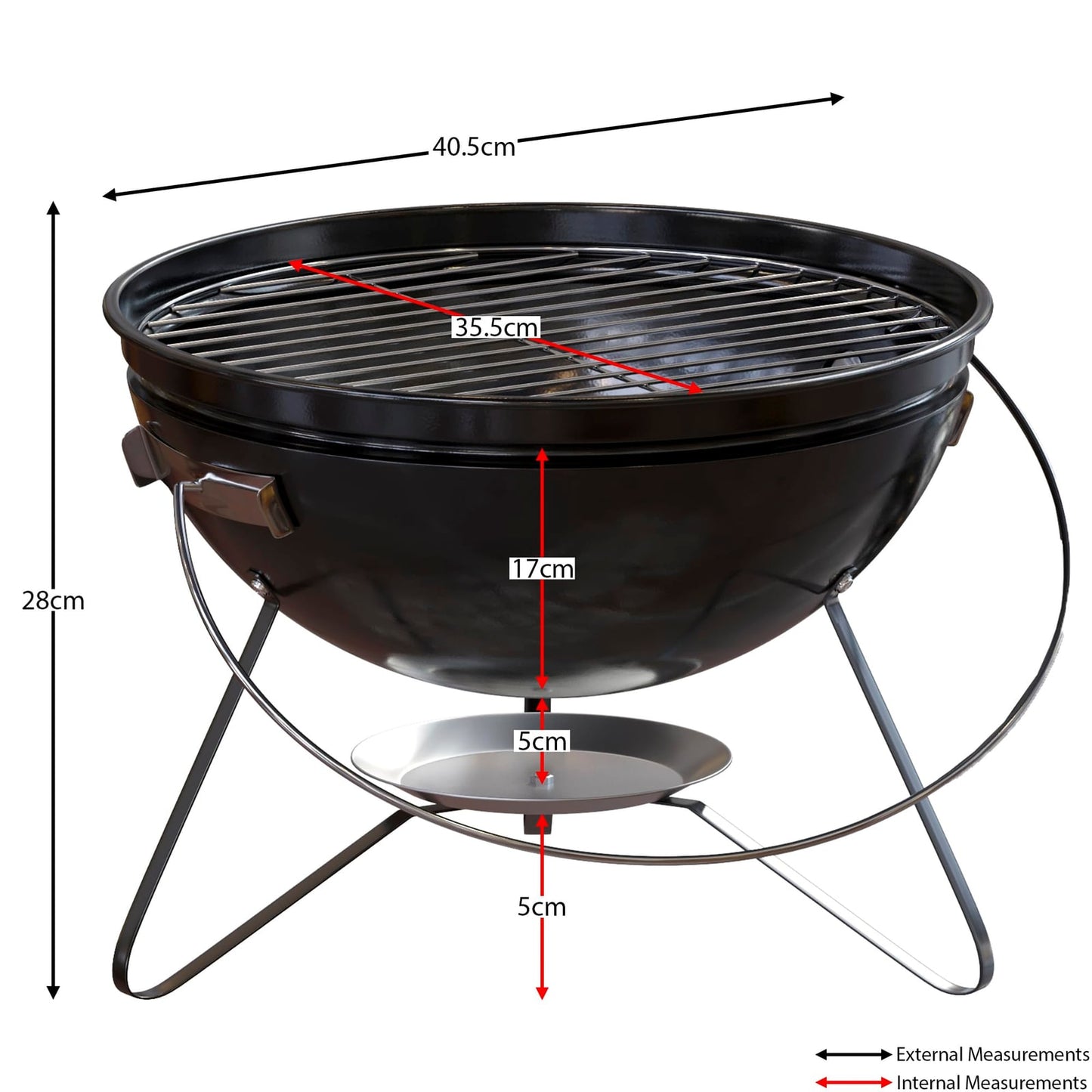 Garden Vida Kansas 16in Freestanding Charcoal BBQ – Black – product image 9