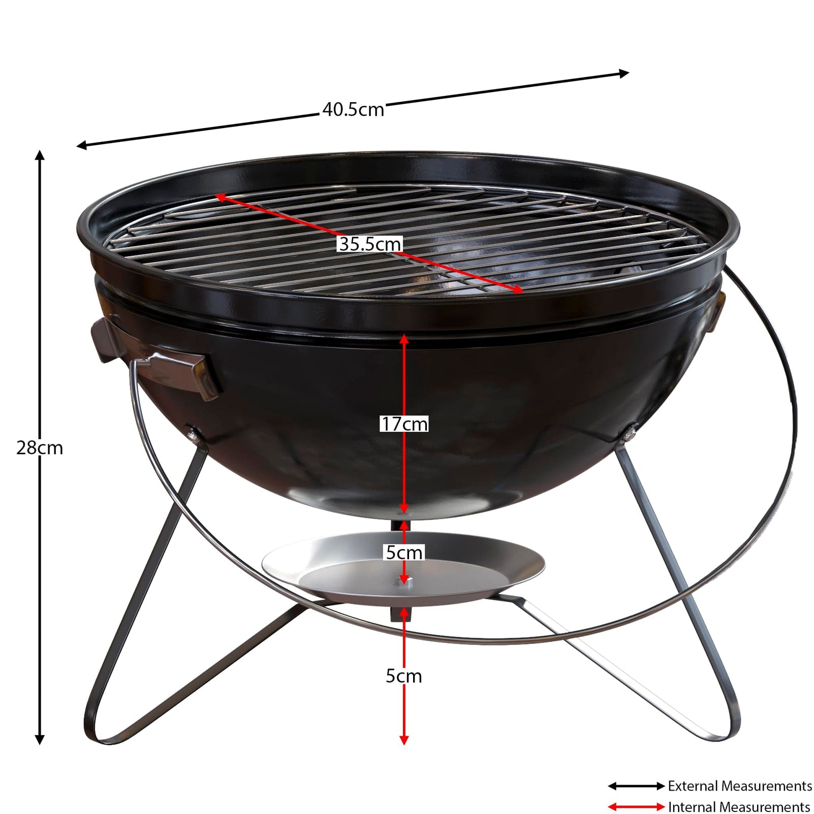 Garden Vida Kansas 16in Freestanding Charcoal BBQ – Black – product image 9
