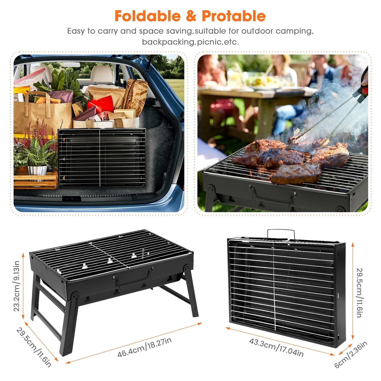 AGM Portable Charcoal BBQ Grill for Camping & Garden – product image 3