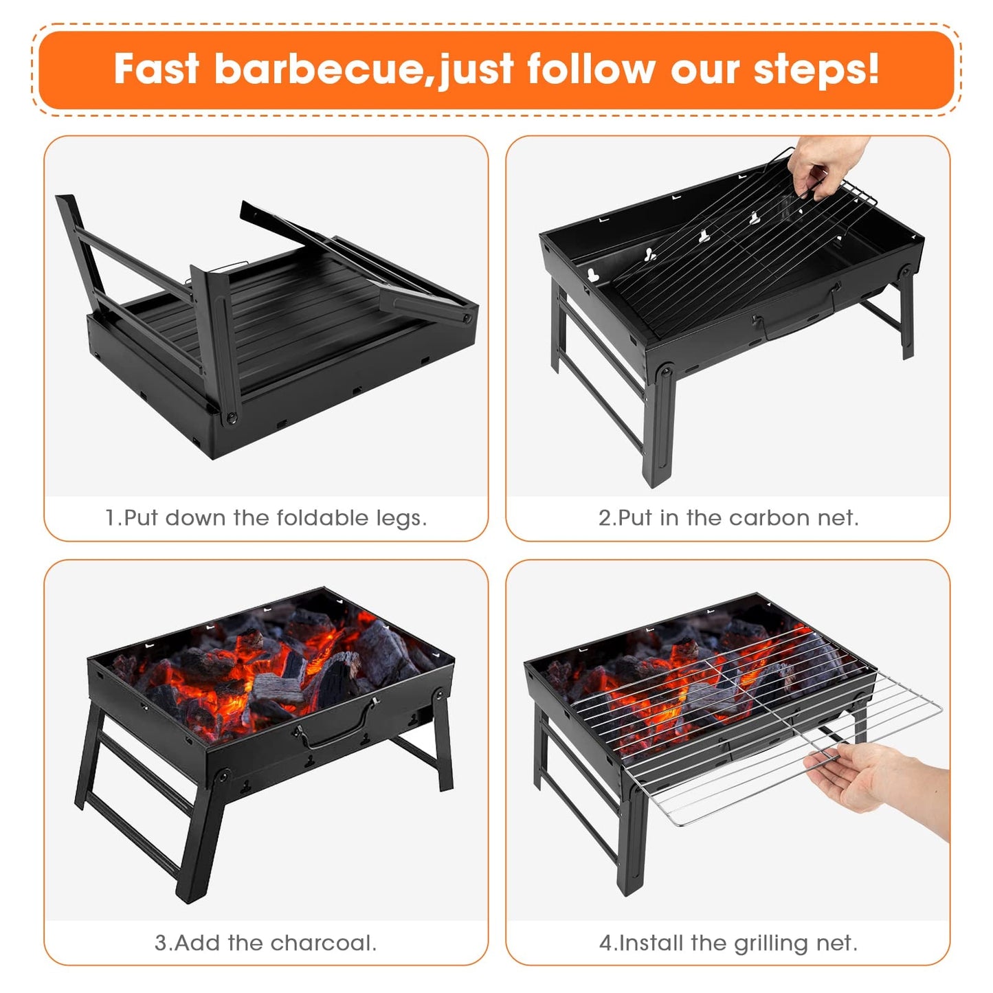 AGM Portable Charcoal BBQ Grill for Camping & Garden – product image 7