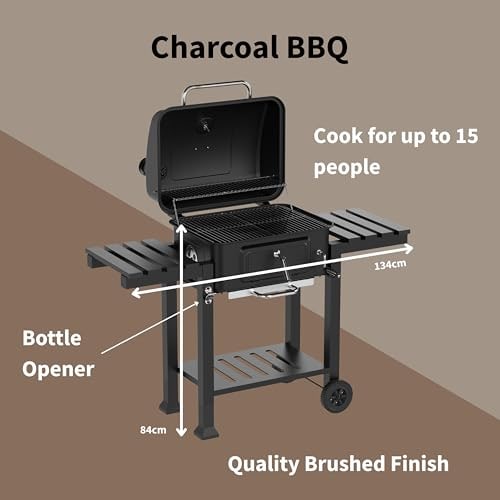 Woodland Charcoal Grill BBQ with Thermometer & Bottle Opener – product image 4