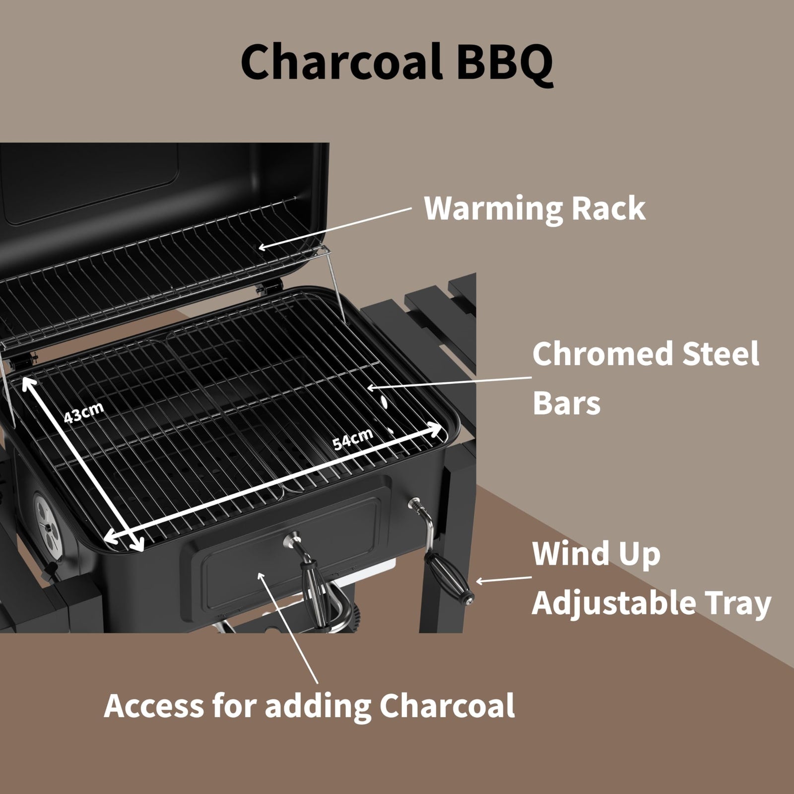 Woodland Charcoal Grill BBQ with Thermometer & Bottle Opener – product image 7