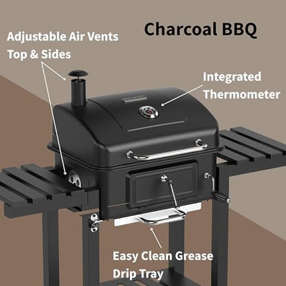 Woodland Charcoal Grill BBQ with Thermometer & Bottle Opener – product image 10
