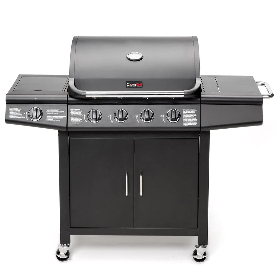 CosmoGrill 5-Burner Gas BBQ with Side Burner, Warming Rack and Thermometer,