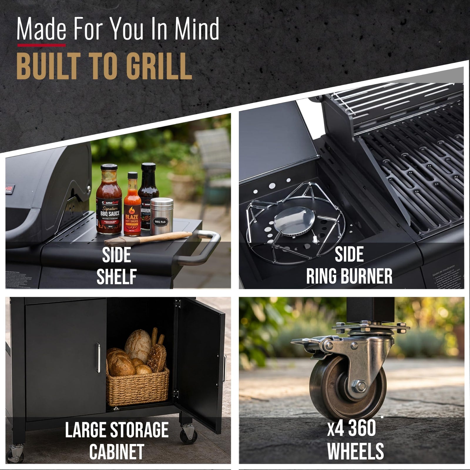 CosmoGrill Pro Deluxe 4+1 Burner Gas BBQ with Side Burner – product image 5