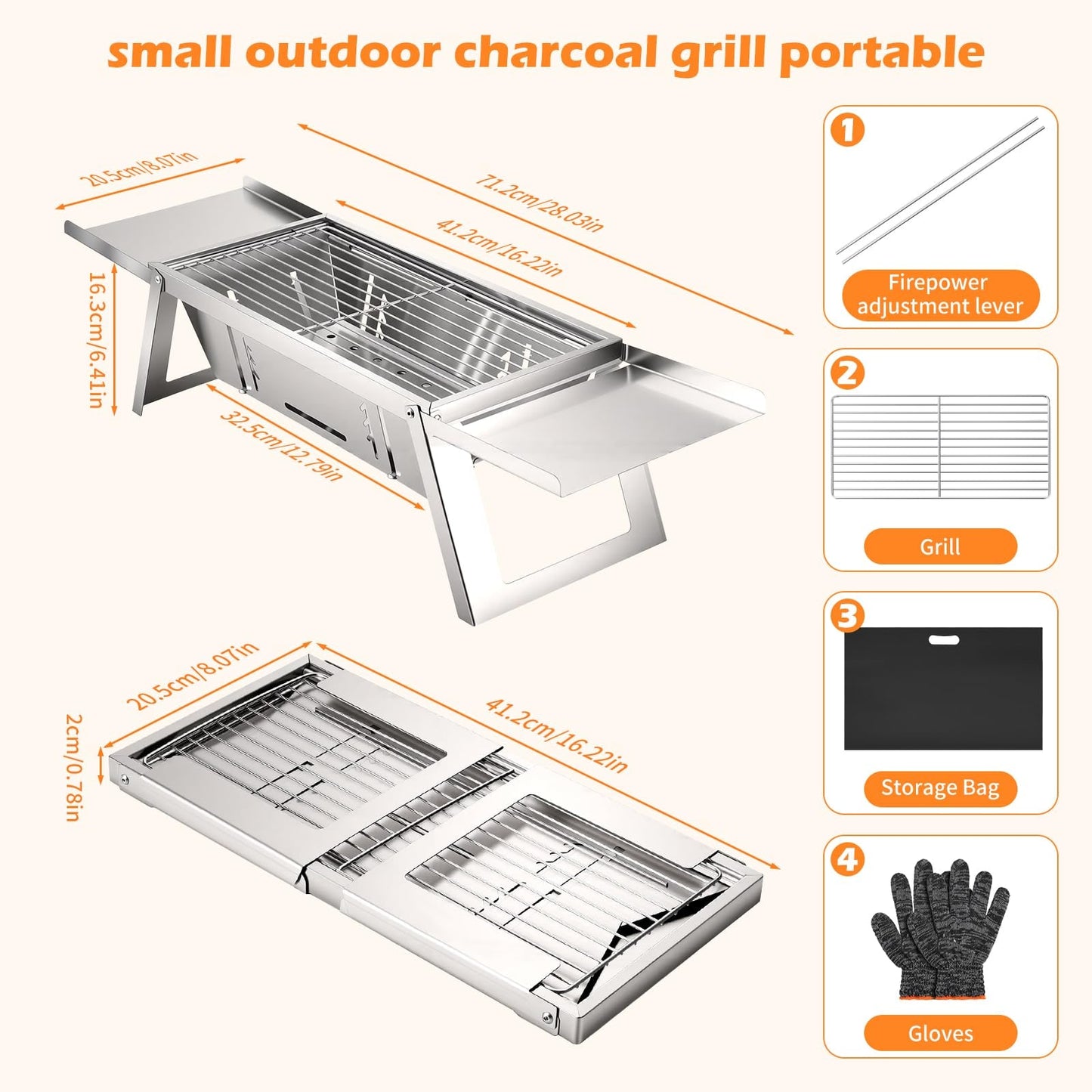 Compact Folding Charcoal BBQ for Camping, Picnic & Garden – product image 11