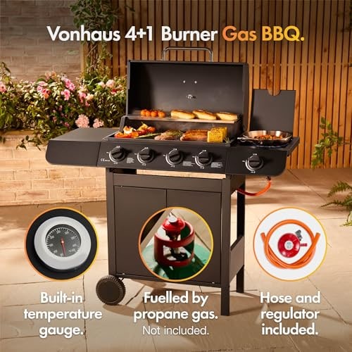 VonHaus 4+1 Burner Gas BBQ with Side Burner & Warming Rack – product image 6