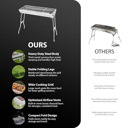 ZENO Folding Portable Charcoal BBQ for Camping & Garden – product image 6