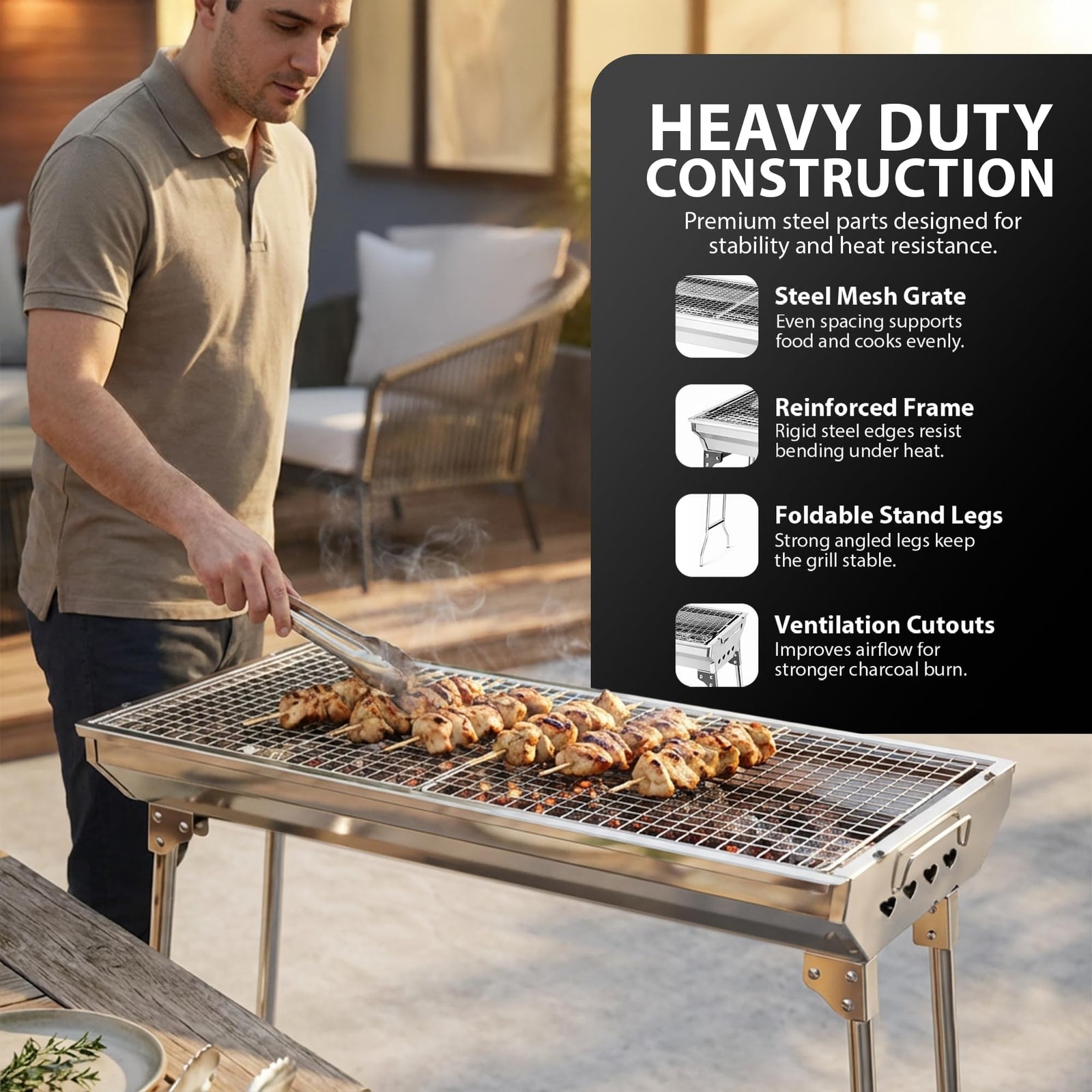 ZENO Folding Portable Charcoal BBQ for Camping & Garden – product image 7