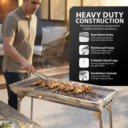 ZENO Folding Portable Charcoal BBQ for Camping & Garden – product image 7