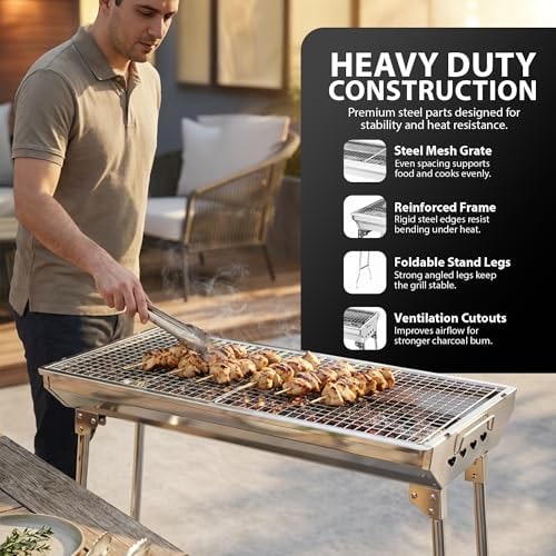 ZENO Folding Portable Charcoal BBQ for Camping & Garden – product image 8