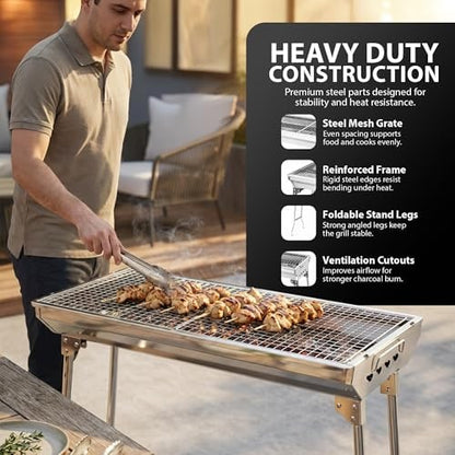 ZENO Folding Portable Charcoal BBQ for Camping & Garden – product image 8