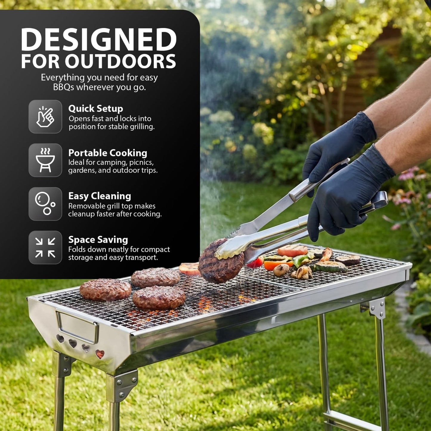 ZENO Folding Portable Charcoal BBQ for Camping & Garden – product image 9