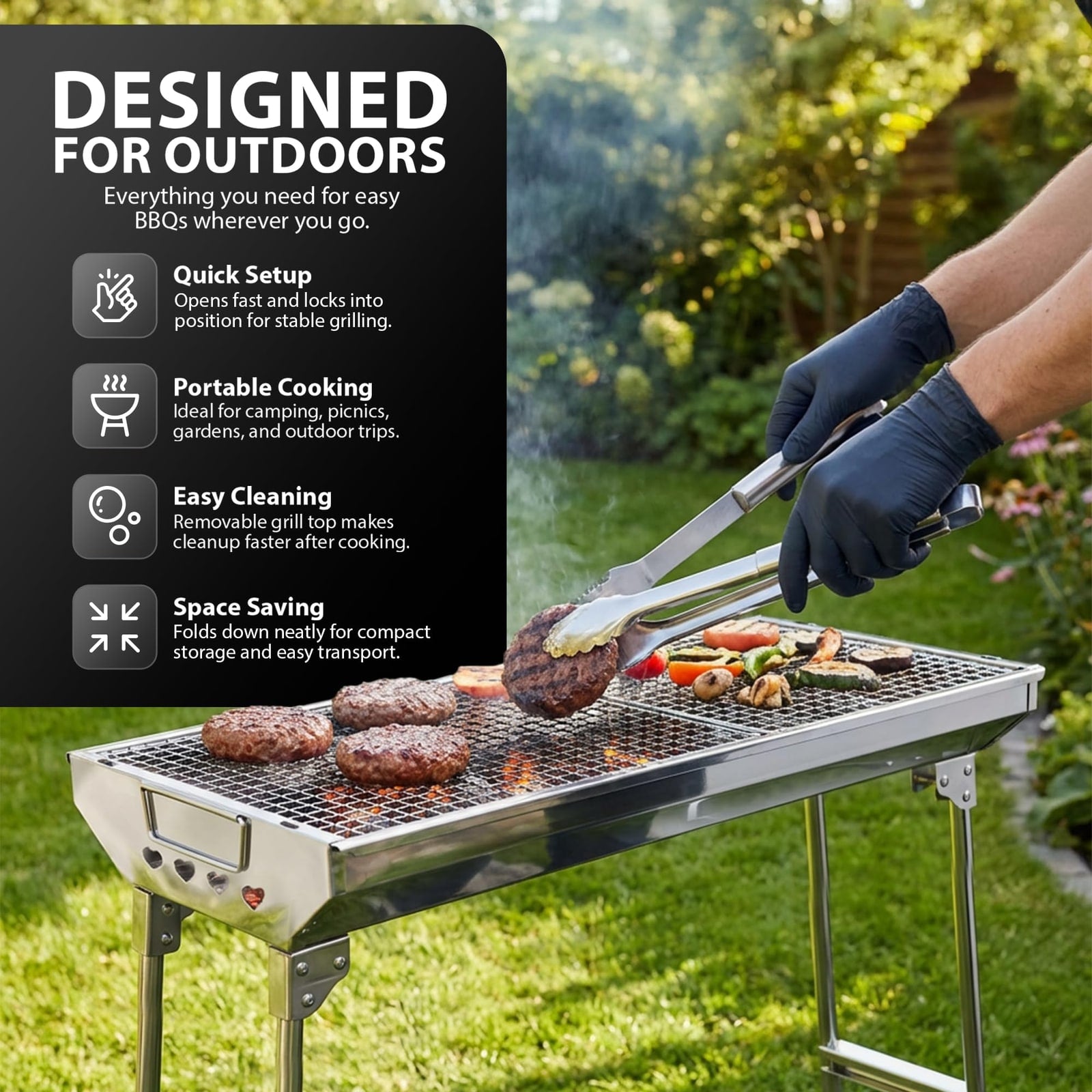 ZENO Folding Portable Charcoal BBQ for Camping & Garden – product image 9