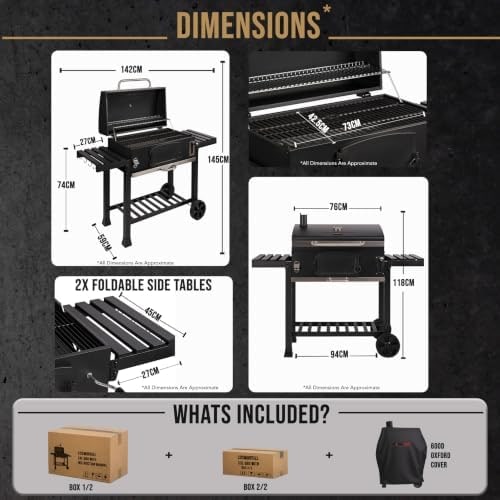 CosmoGrill Outdoor XXL Charcoal Smoker BBQ with Cover – product image 3