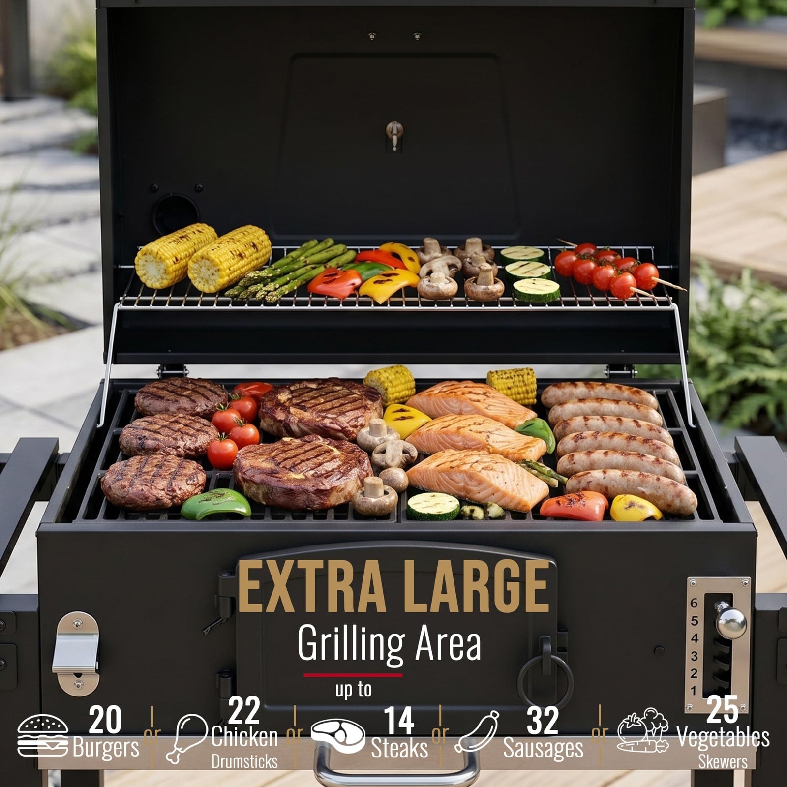 CosmoGrill Outdoor XXL Charcoal Smoker BBQ with Cover – product image 4