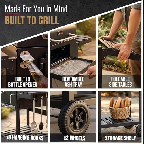 CosmoGrill Outdoor XXL Charcoal Smoker BBQ with Cover – product image 7