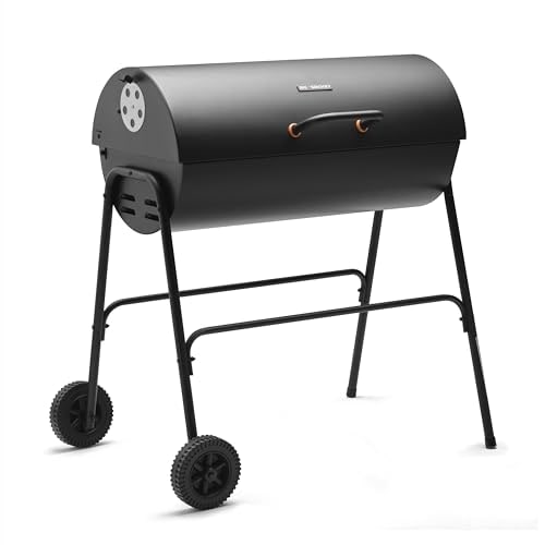 Big Smokey Charcoal Barrel BBQ with Warming Rack & Wheels