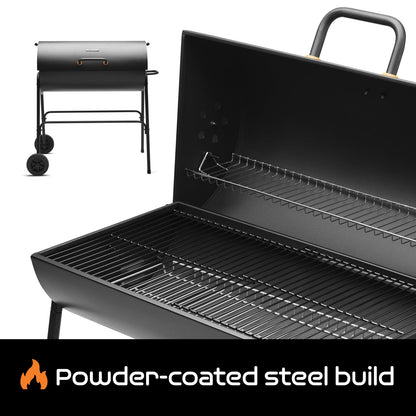 Big Smokey Charcoal Barrel BBQ with Warming Rack & Wheels – product image 3