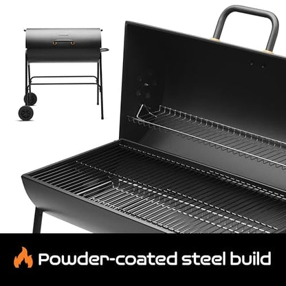 Big Smokey Charcoal Barrel BBQ with Warming Rack & Wheels – product image 4